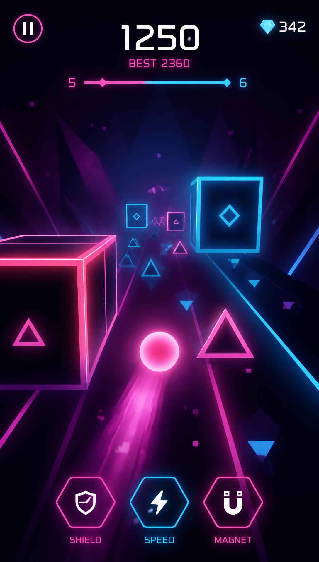 A vibrant neon abstract mobile game screenshot